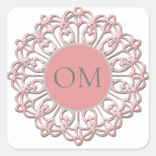 Sticker Carré Mandala OM rose pastel