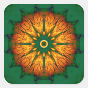 Sticker Carré Mandala orange