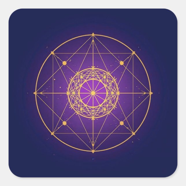 Sticker Carré Mandala Sacré Céleste – Géométrie Mystique (Devant)
