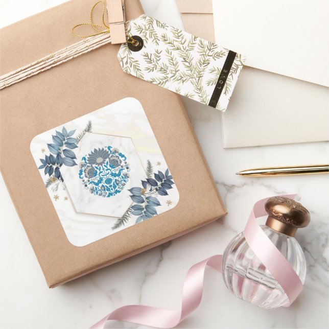 Sticker Carré Mandala Teal Bloom – Équilibre Botanique (Cadeaux)