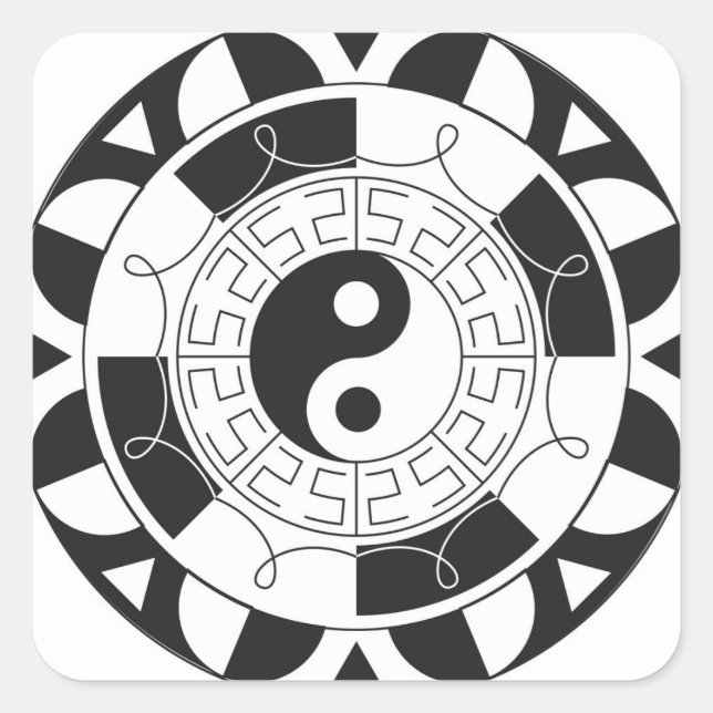 Sticker Carré Mandala Yin Yang (Devant)