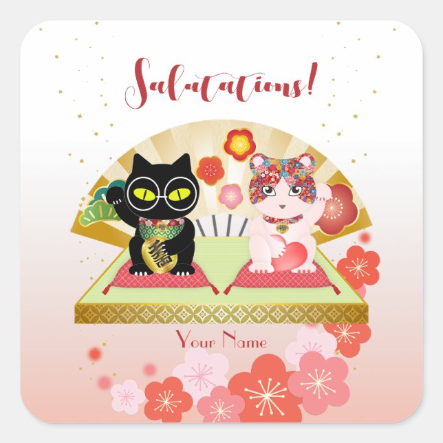 Sticker Carré Maneki Neko Lucky Poiluna (Devant)