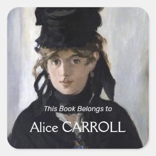 Sticker Carré Manet - Berthe Morisot avec un bouquet de violette