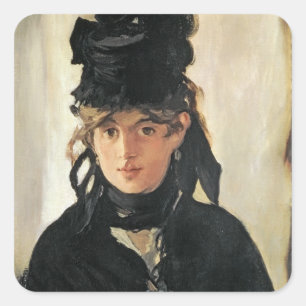Sticker Carré Manet   Berthe Morisot avec un bouquet de violette