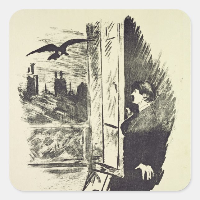 Sticker Carré Manet | Illustration pour 'The Raven' (Devant)
