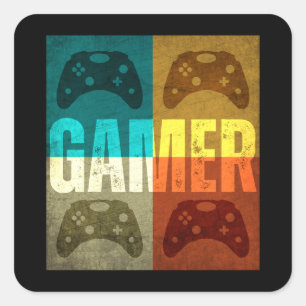 STICKER CARRÉ MANETTE DE JEU VIDÉO VINTAGE GAMER 