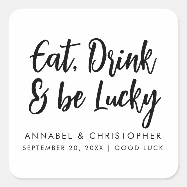 Sticker Carré manger boire jetons de casino chanceux Billet de L (Devant)