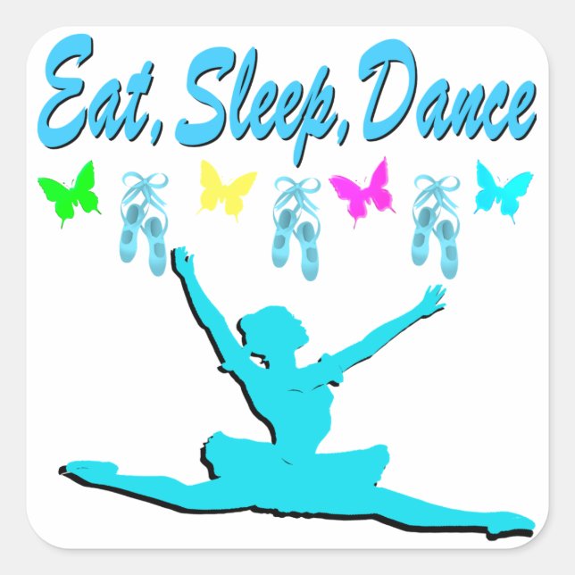 STICKER CARRÉ MANGER, DORMIR, DANSE BALLERINA DESIGN (Devant)