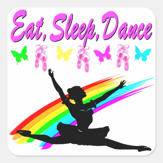 STICKER CARRÉ MANGER, DORMIR, DANSE BALLERINA DESIGN (Devant)