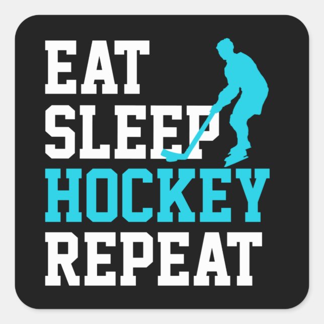 Sticker Carré Manger Dormir Hockey Répéter (Devant)
