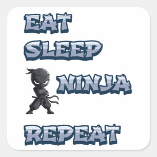 Sticker Carré Manger, Dormir, Ninja, Répéter