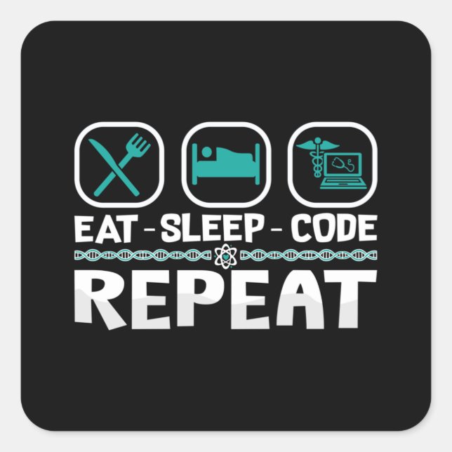 Sticker Carré Manger le code de veille Répéter le code de code I (Devant)