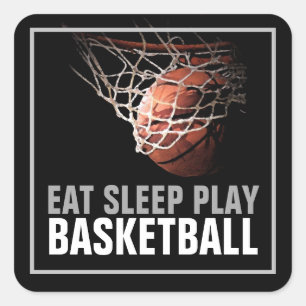 Sticker Carré Manger Sommeil Jouer Basket-Ball Artwork Motivatio
