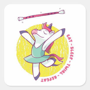 STICKER CARRÉ MANGER SOMMEIL TWIRL UNICORN