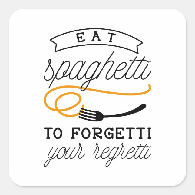 Sticker Carré Manger Spaghetti (Devant)