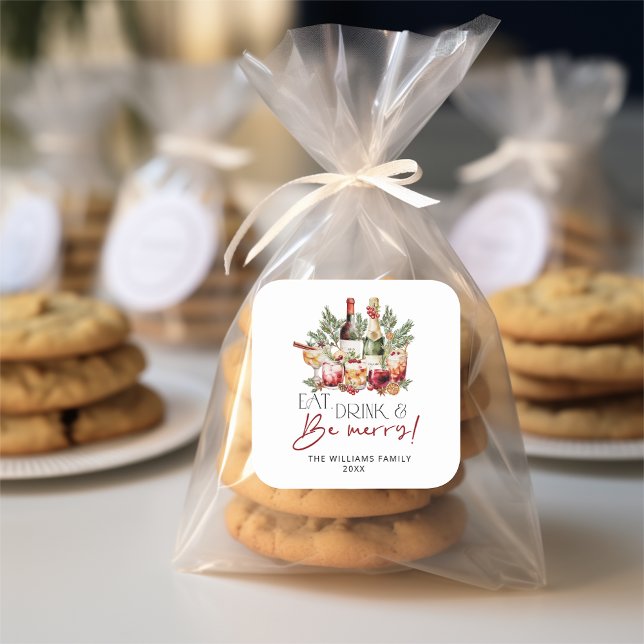 Sticker Carré Mangez Boire et Soyez Joyeux Noël (Créateur téléchargé)