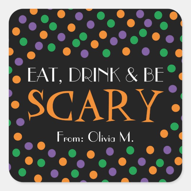 Sticker Carré Mangez Boire & Soyez Effrayant Halloween Candy Tri (Devant)