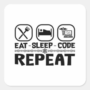 Sticker Carré Mangez le code de sommeil Répéter le code de codag