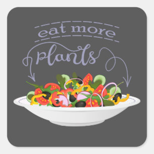 Sticker Carré Mangez plus de plantes frais motivation salade let
