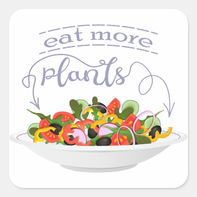 Sticker Carré Mangez plus de plantes frais motivation salade let (Devant)