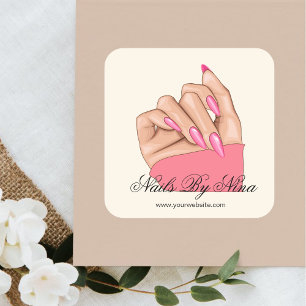 Sticker Carré Manicuriste Élégant Obtenu Clou Rose Artiste