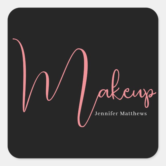 Sticker Carré Manicuriste moderne glam rose néon technicien de b (Devant)