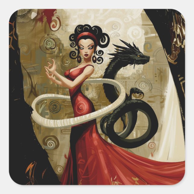 Sticker Carré Manifeste intention Occult Dark Witchy AI Art (Devant)