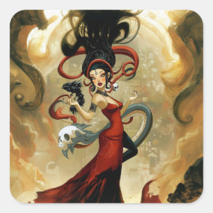 Sticker Carré Manifeste intention Occult Dark Witchy AI Art