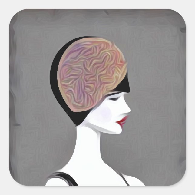 Sticker Carré Mannequin vintage en papier peint (Devant)