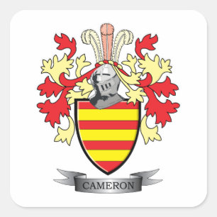 Sticker Carré Manteau de crête de famille de Cameron des bras
