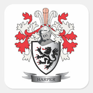 Sticker Carré Manteau de crête de famille de harpiste des bras