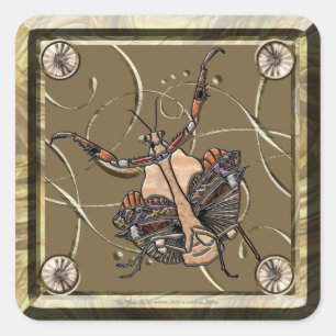 Sticker Carré Mantis à feuilles mortes