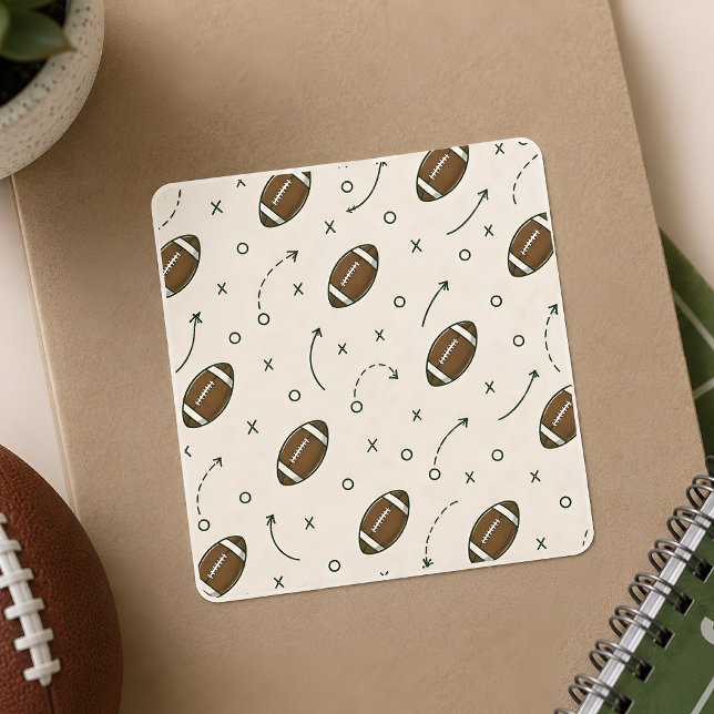 Sticker Carré Manuel de jeu de football américain Pattern (Créateur téléchargé)