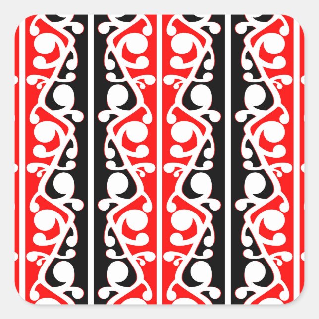 Sticker Carré Maori Kowhaiwhai Motif traditionnel (Devant)