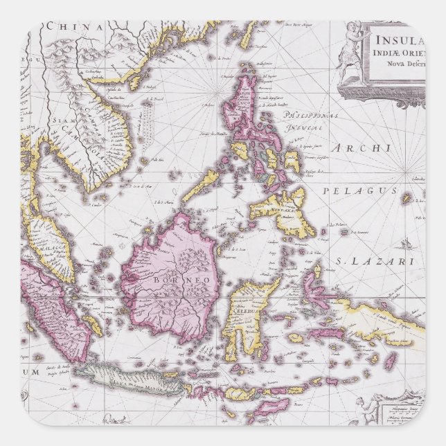 Sticker Carré Map of China & Indonesia | 1710 (Devant)