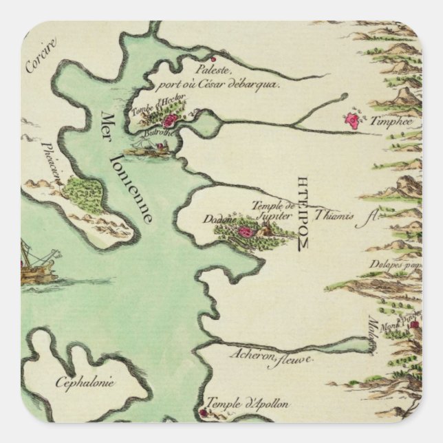Sticker Carré Map of Epirus for 'Andromache' by Jean Racine, fro (Devant)