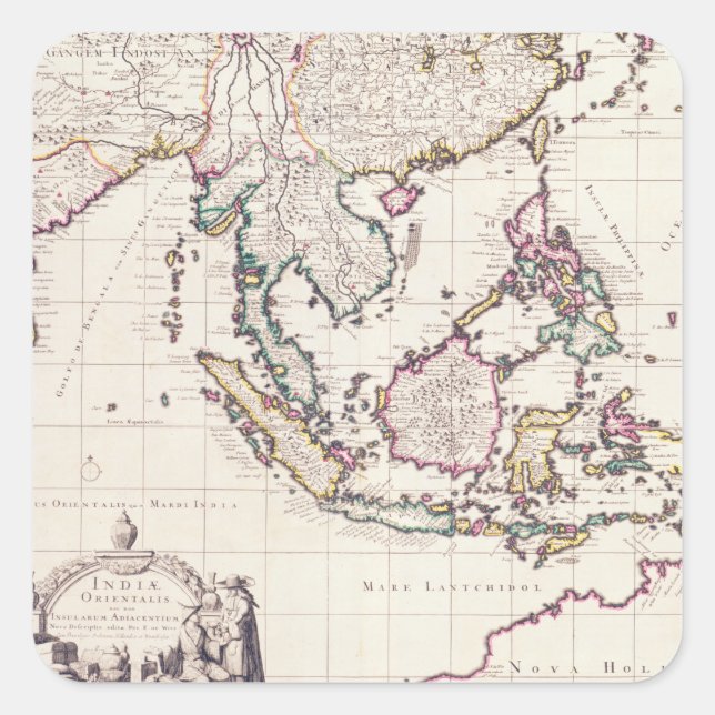 Sticker Carré Map of India & the East Indies (Devant)