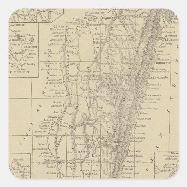 Sticker Carré Map of Madagascar (Devant)