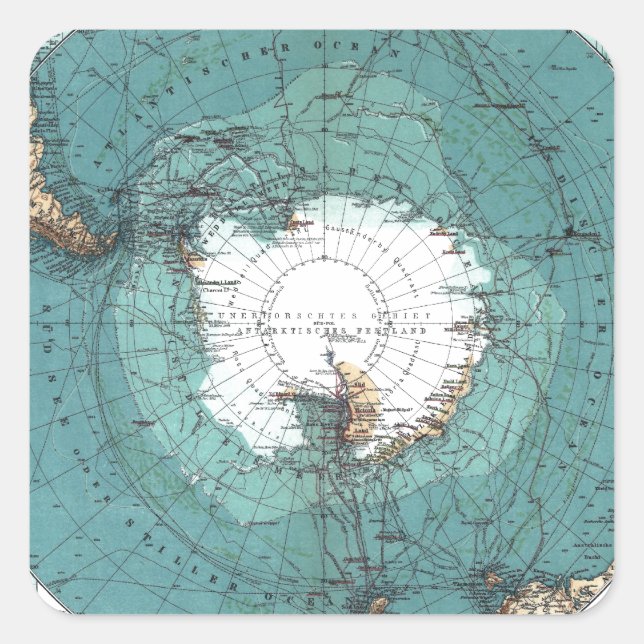 Sticker Carré Map of the South Pole (Devant)