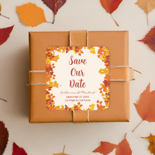 Sticker Carré Maple Leaf Orange Terracotta Automne Enregistrer L