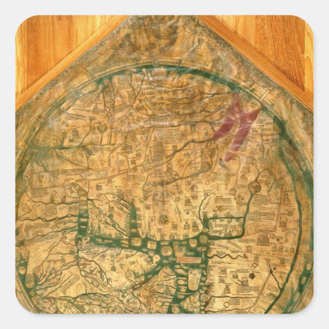 Sticker Carré Mappa Mundi, c.1290 (Devant)