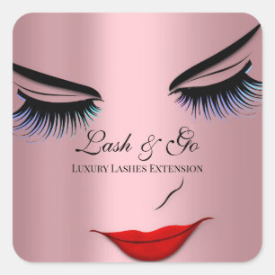 Sticker Carré Maquillage Artiste Lash Extension Rose Lèvres roug