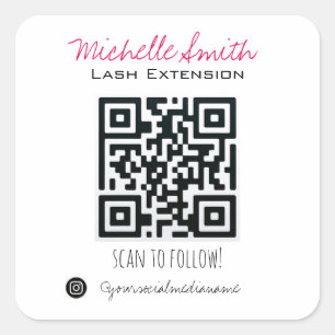Sticker Carré Maquillage Artiste Lashes Brows Black White Qr Cod