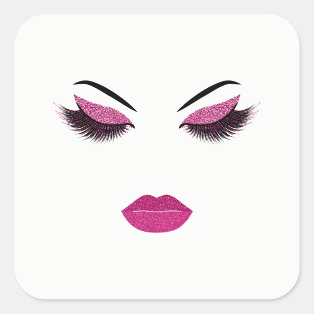Sticker Carré Maquillage avec effet parties scintillant (Devant)