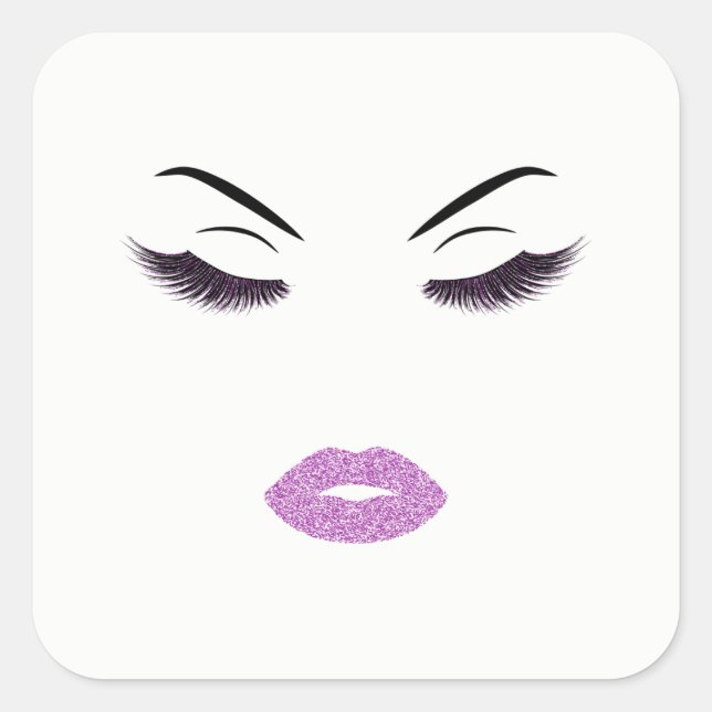 Sticker Carré Maquillage avec effet parties scintillant (Devant)