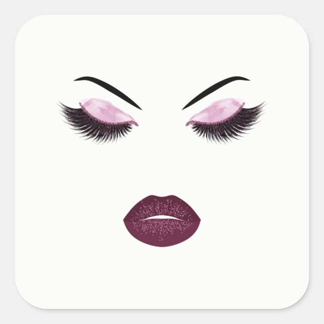Sticker Carré Maquillage avec effet parties scintillant (Devant)