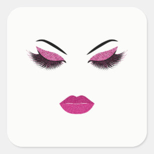 Sticker Carré Maquillage avec l'effet de parties scintillantes