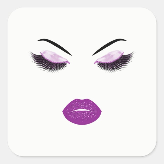Sticker Carré Maquillage avec l'effet de parties scintillantes (Devant)