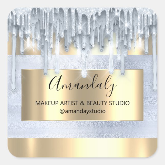 Sticker Carré Maquillage Beauté Parties scintillant Gold Frame B (Devant)