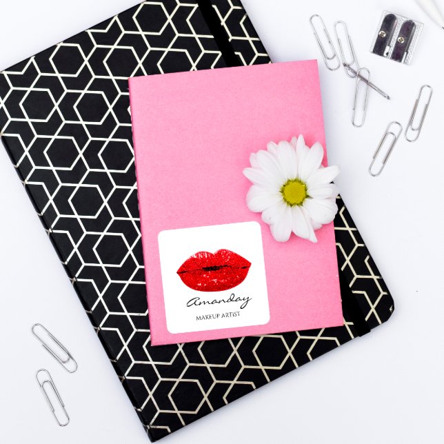 Sticker Carré Maquillage de sirène Artiste Lèvres rouges Nom de  (Créateur téléchargé)